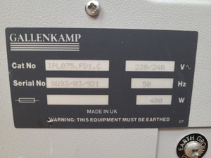 Thumbnail image of Gallenkamp Plus II Laboratory Incubator Cat No. IPL.075.FD1.C Lab
