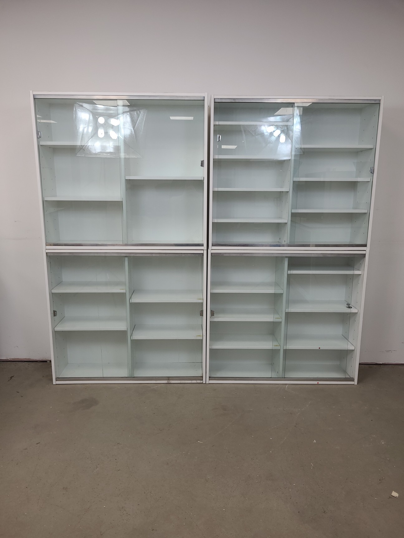 Image of 4x  Square Laboratory Cabinets with Glass Sliding Doors Lab