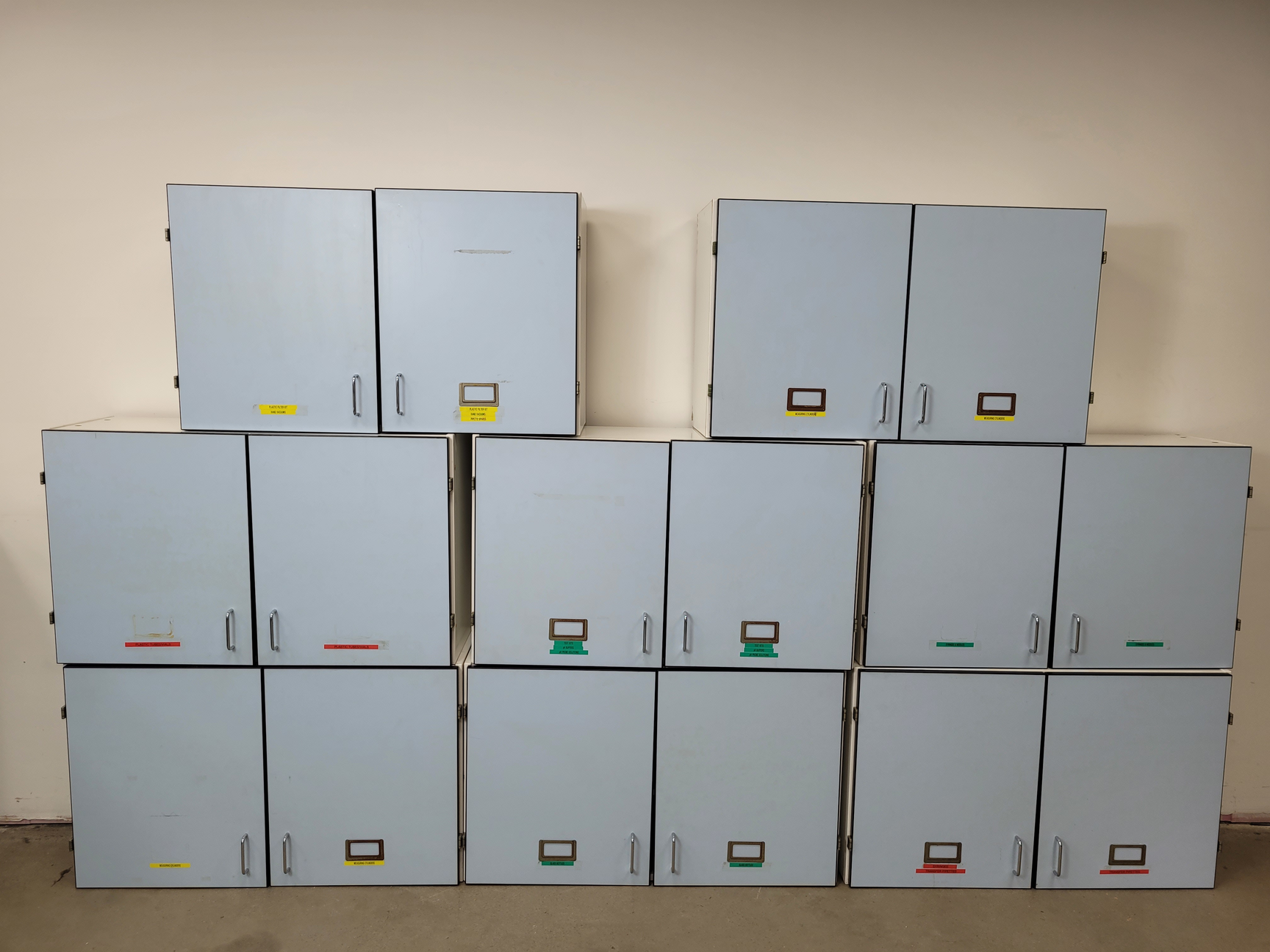 8 x Wall Mounted Double Door Laboratory Cupboards L 100cm x W 34cm x H