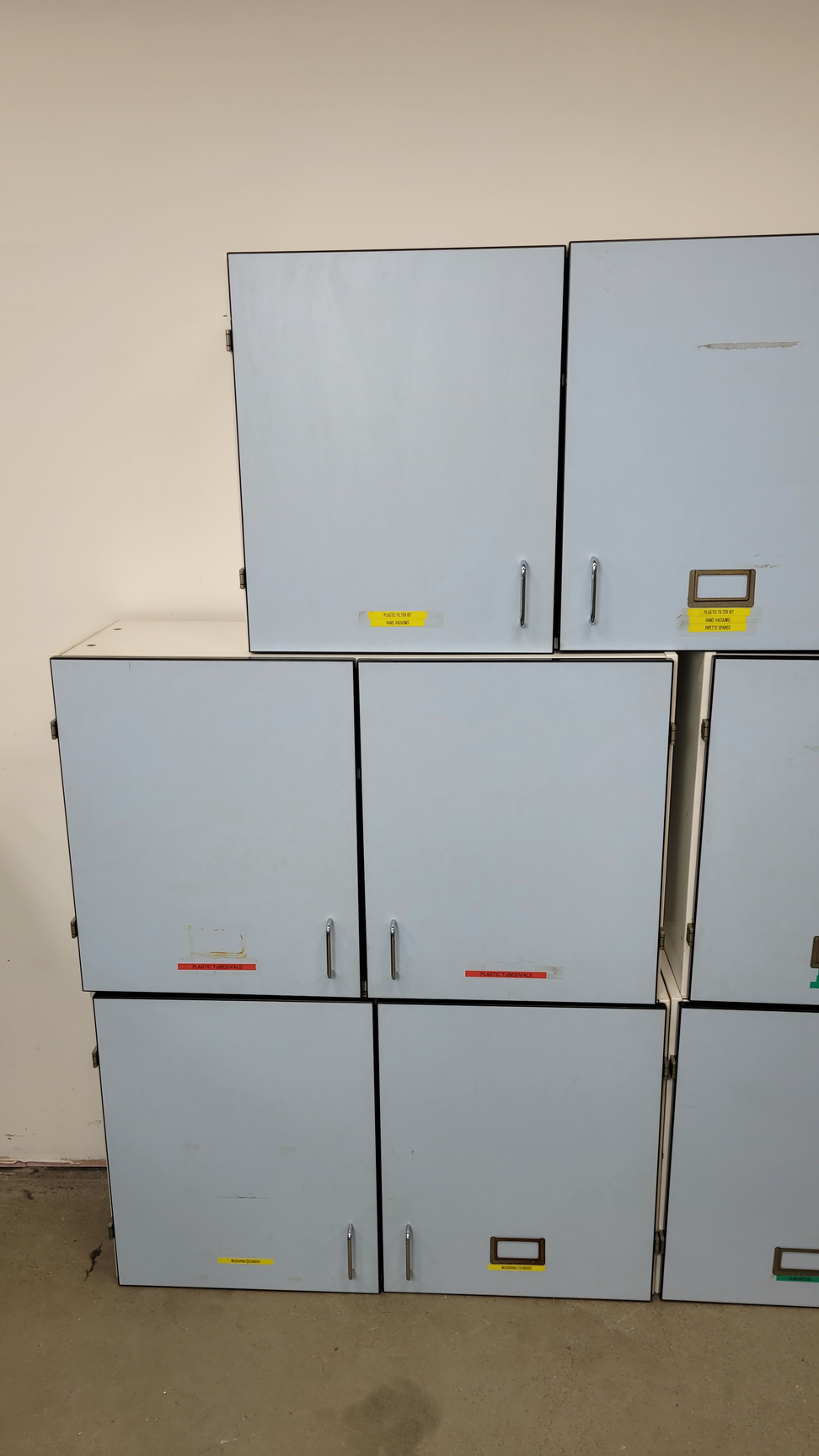 Image of 8 x Wall Mounted Double Door Laboratory Cupboards  L 100cm x W 34cm x H 60cm Lab