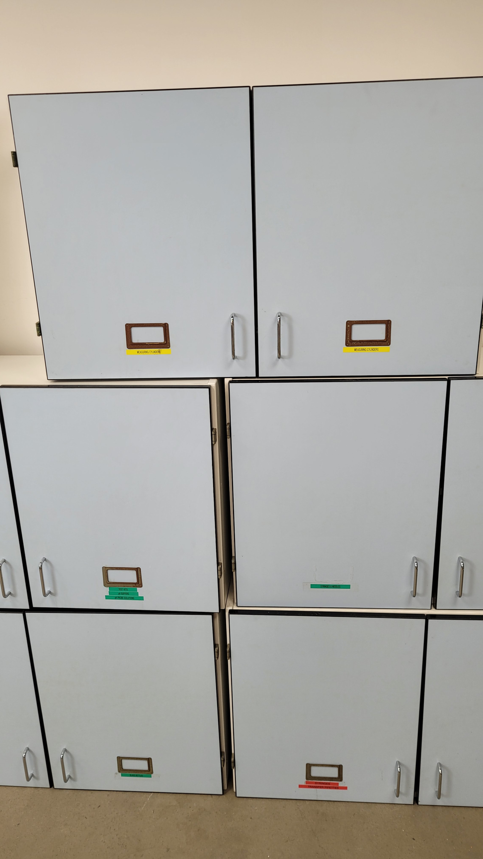 Image of 8 x Wall Mounted Double Door Laboratory Cupboards  L 100cm x W 34cm x H 60cm Lab