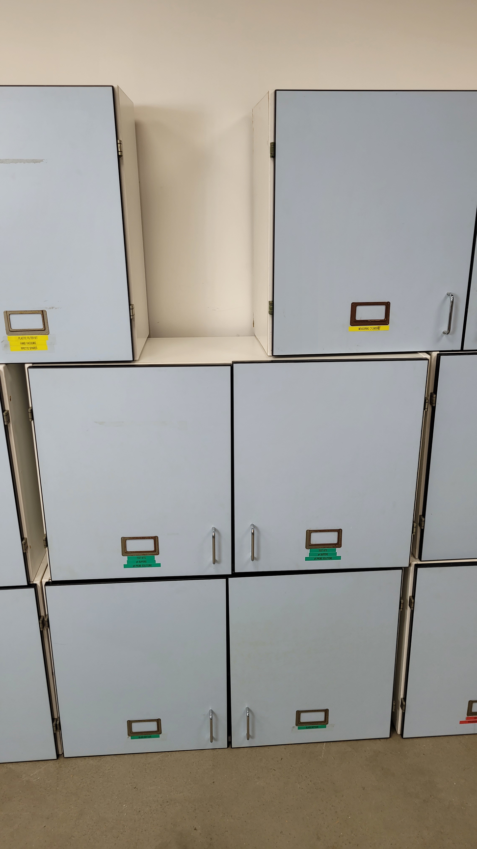 Image of 8 x Wall Mounted Double Door Laboratory Cupboards  L 100cm x W 34cm x H 60cm Lab