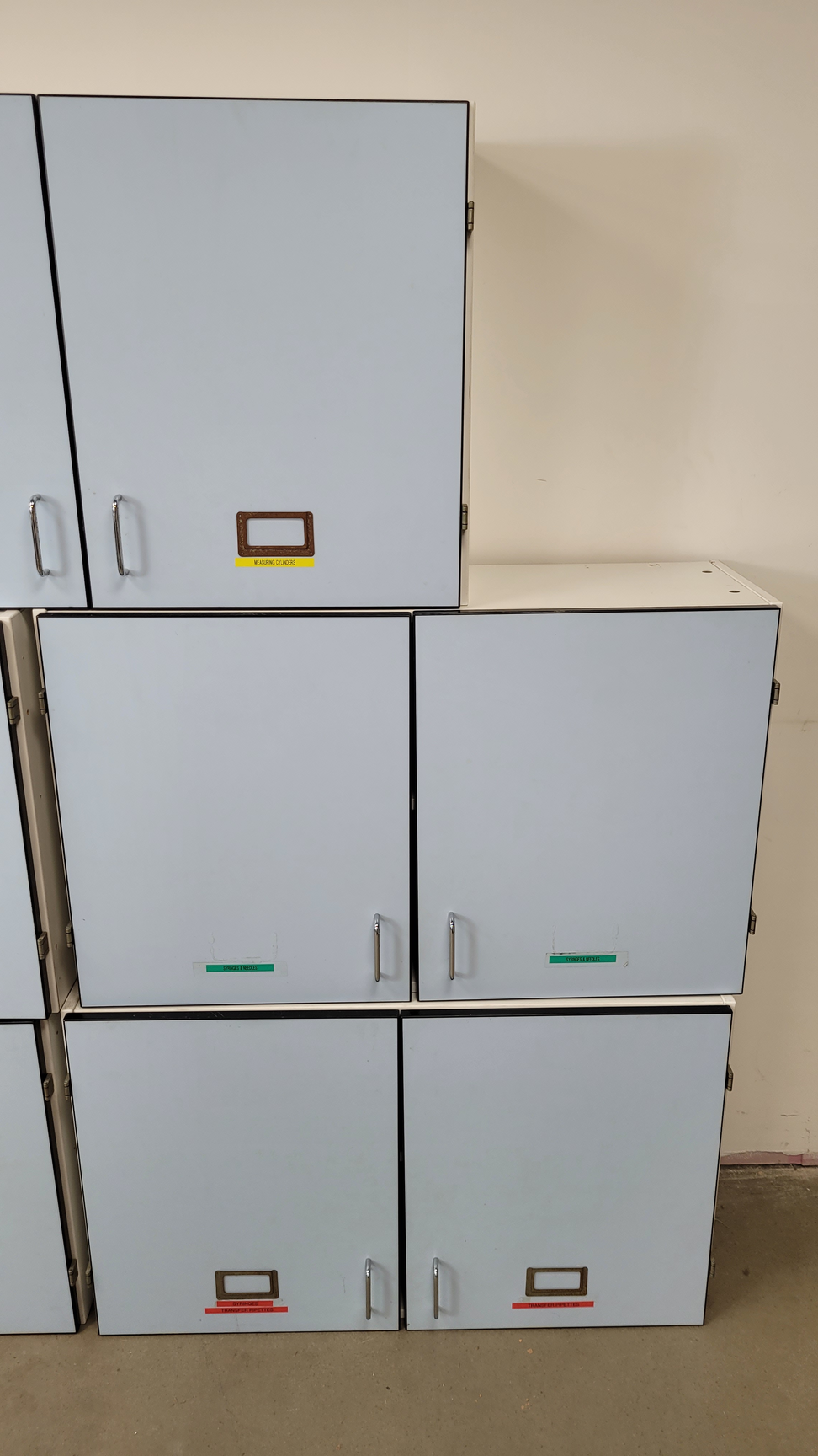 Image of 8 x Wall Mounted Double Door Laboratory Cupboards  L 100cm x W 34cm x H 60cm Lab