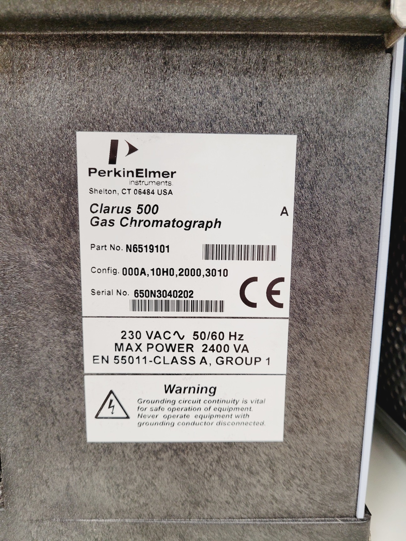 Image of Perkin Elmer Clarus 500 MS-GC Mass Spectrometer Gas Chromatograph System Faulty
