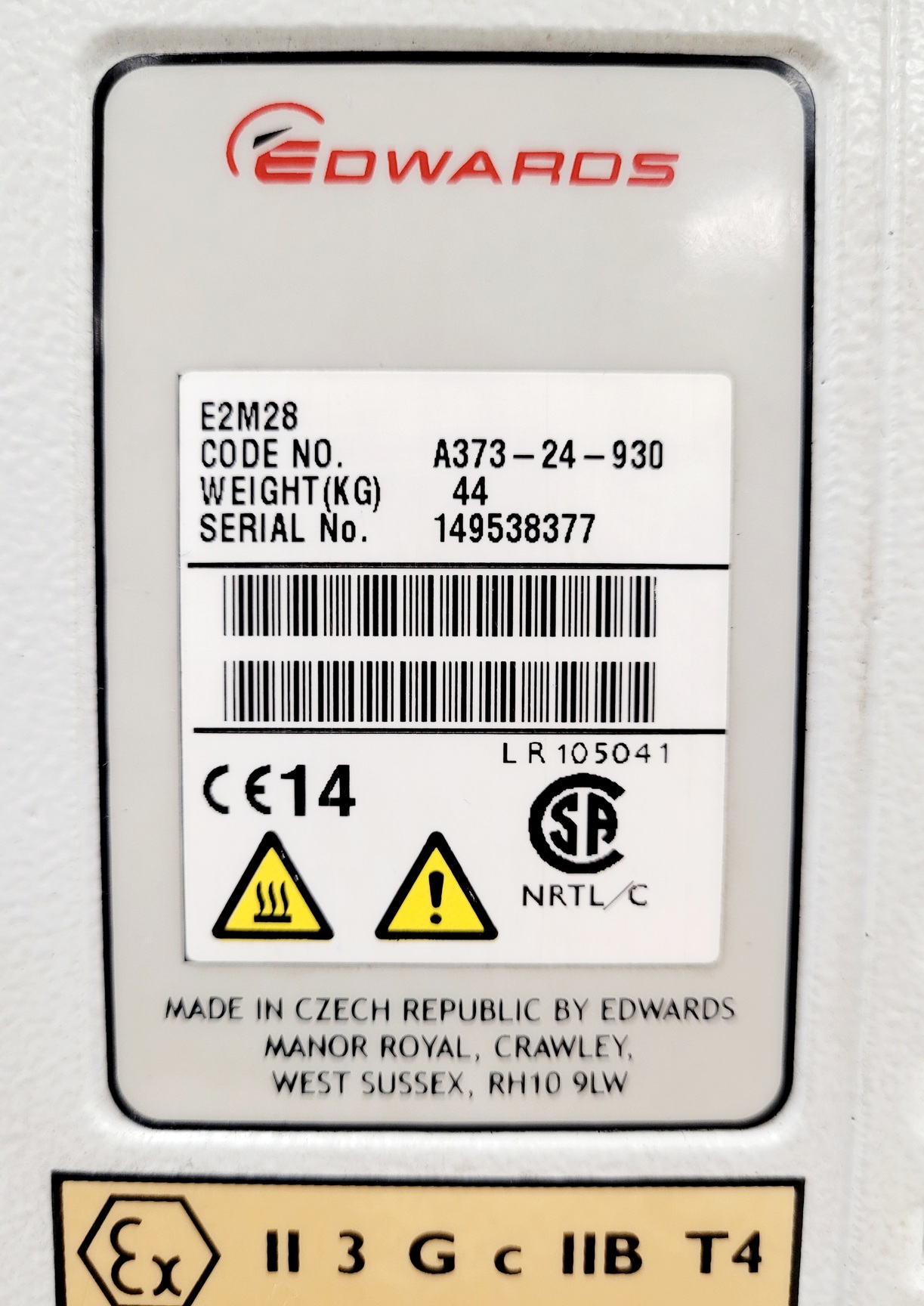 Image of Edwards 28 E2M28 Rotary Vane Vacuum Pump Lab