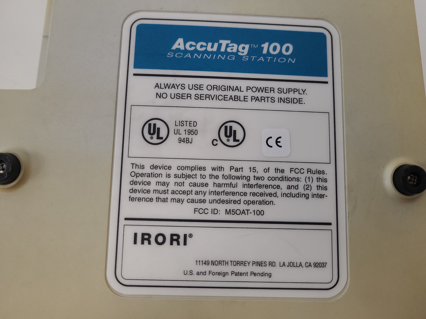Image of Irori AccuTag 100 Scanning Station  Model: At-100-CS-CE Lab