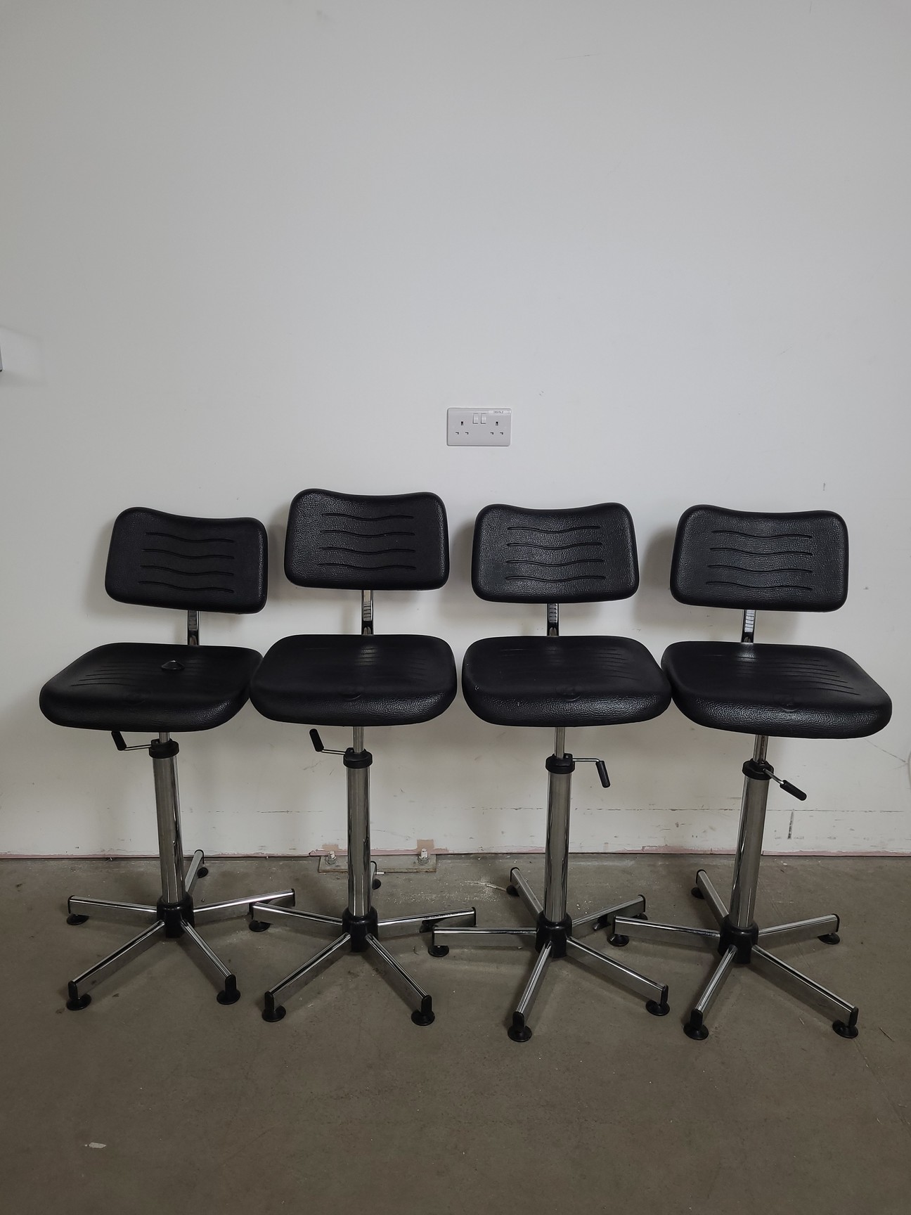4 x Kango Black Laboratory Draughtsman's Stools / Chairs Lab