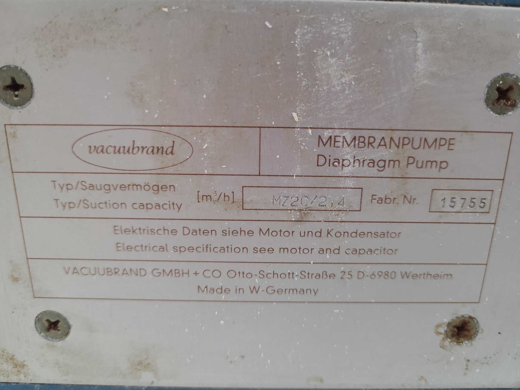 Image of Vacuubrand MZ2C/2,4 Diaphragm Pump with Tanks Lab Spares/Repairs