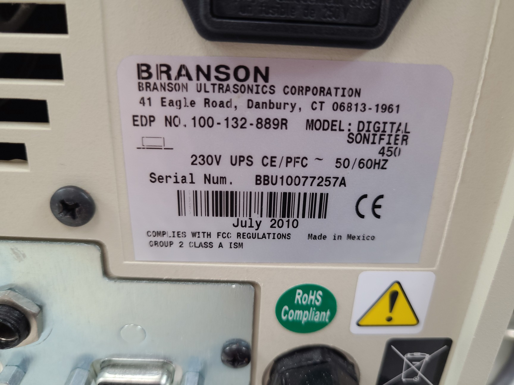 Image of Branson Digital Sonifier & 102C Convertor Lab Spares/Repairs