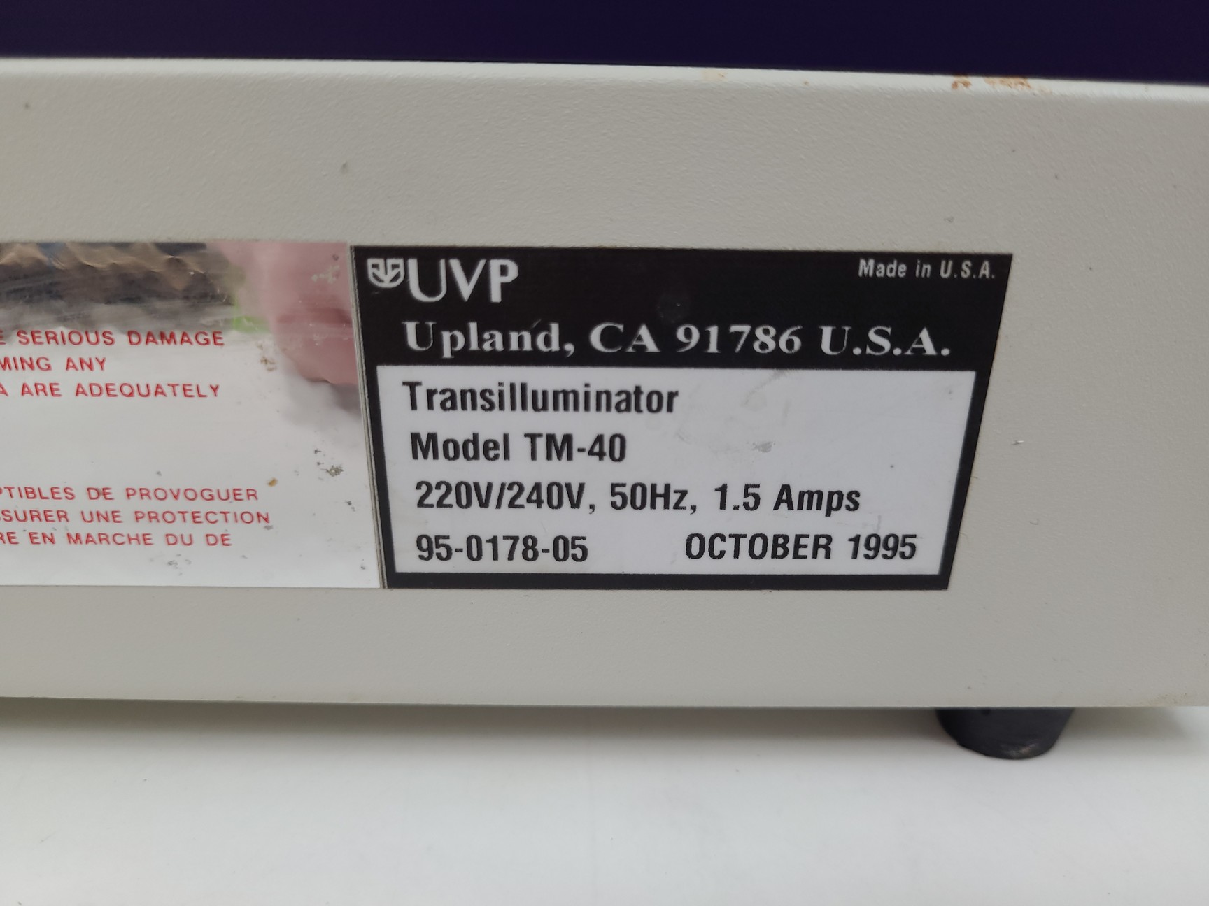Image of UVP Dual-Intensity Transilluminator  Model: TM-40 Lab
