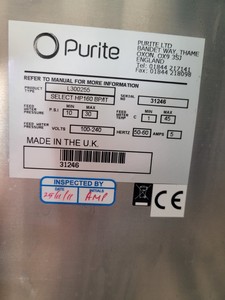 Thumbnail image of Purite L300255 Water Purification System  Model: Select HP160 BP/IT Lab