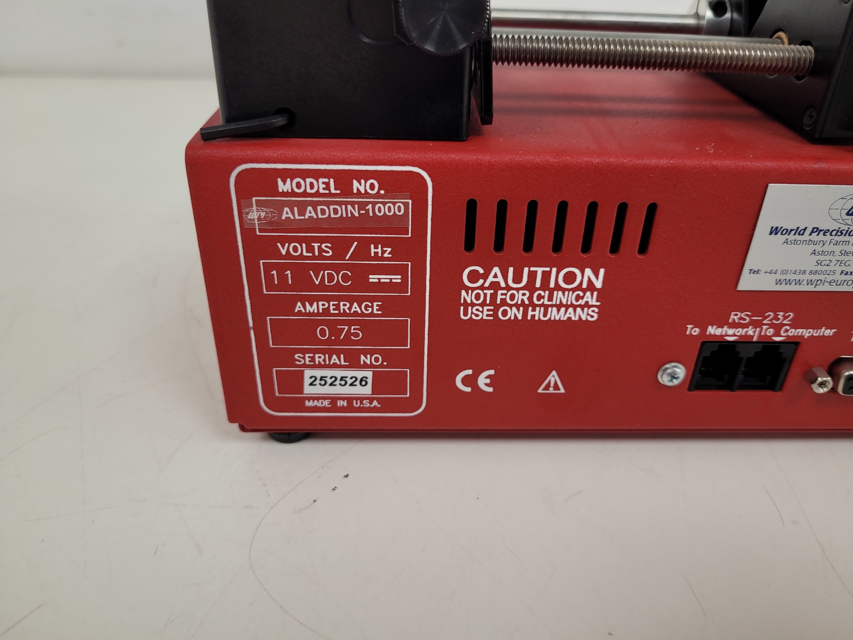 World Precision Instruments Syringe Pump Model: ALADDIN-1000 Lab