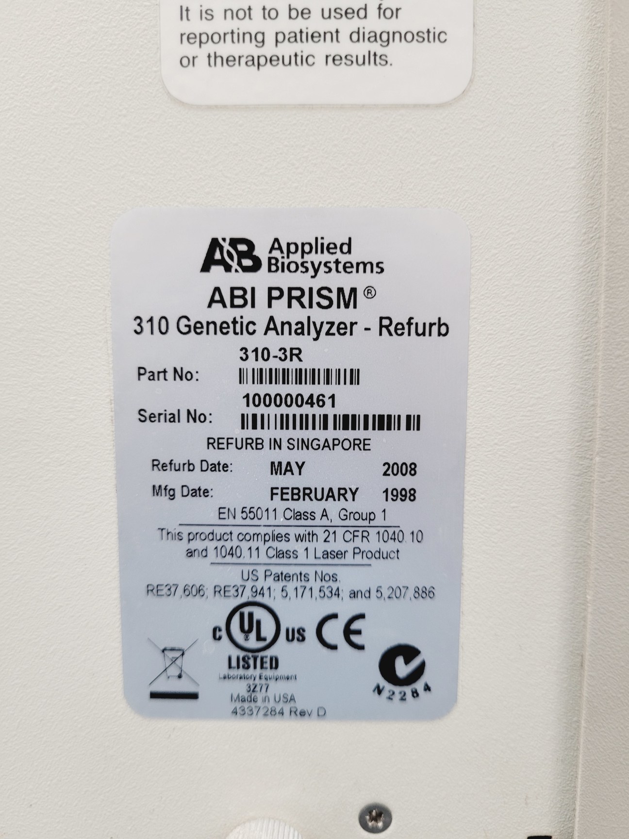 Image of Applied Biosystems ABI Prism 310 Genetic Analysis System Lab