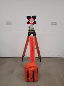 Thumbnail image of Surveying Reflector Prism with Wooden Surveyor's Tripod & Carry Case