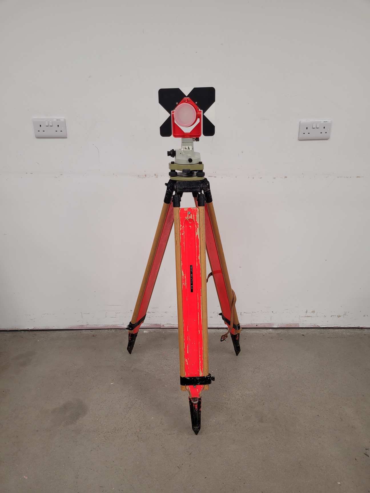 Image of Surveying Reflector Prism with Wooden Surveyor's Tripod & Carry Case