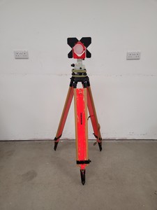 Thumbnail image of Surveying Reflector Prism with Wooden Surveyor's Tripod & Carry Case