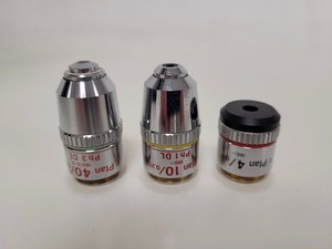 Thumbnail image of Nikon Optiphot Microscope with 3 x Objectives - Ph 3 DL, Ph1, 4/0.1 160/- Lab