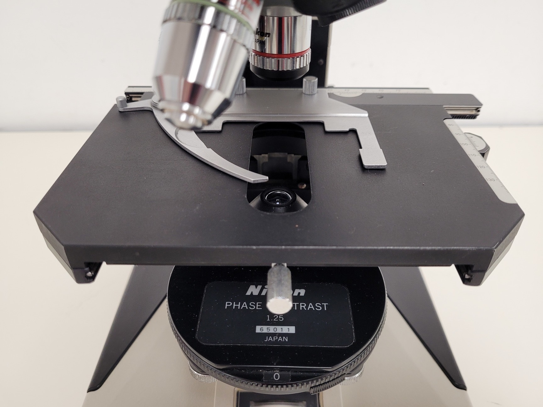Image of Nikon Optiphot Microscope with 3 x Objectives - Ph 3 DL, Ph1, 4/0.1 160/- Lab