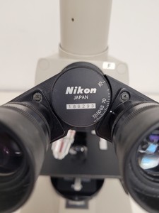 Thumbnail image of Nikon Optiphot Microscope with 3 x Objectives - Ph 3 DL, Ph1, 4/0.1 160/- Lab