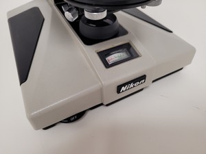Thumbnail image of Nikon Optiphot Microscope with 3 x Objectives - Ph 3 DL, Ph1, 4/0.1 160/- Lab