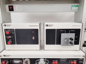 Thumbnail image of Pharmacia Biotech FPLC System & Stand - LCC 501 Plus, P-500, UV-1, REC112 Lab