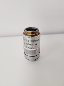 Thumbnail image of Leitz Wetzlar Orthoplan Microscope with 5 x Objectives, Phaco, FLUOTAR Lab