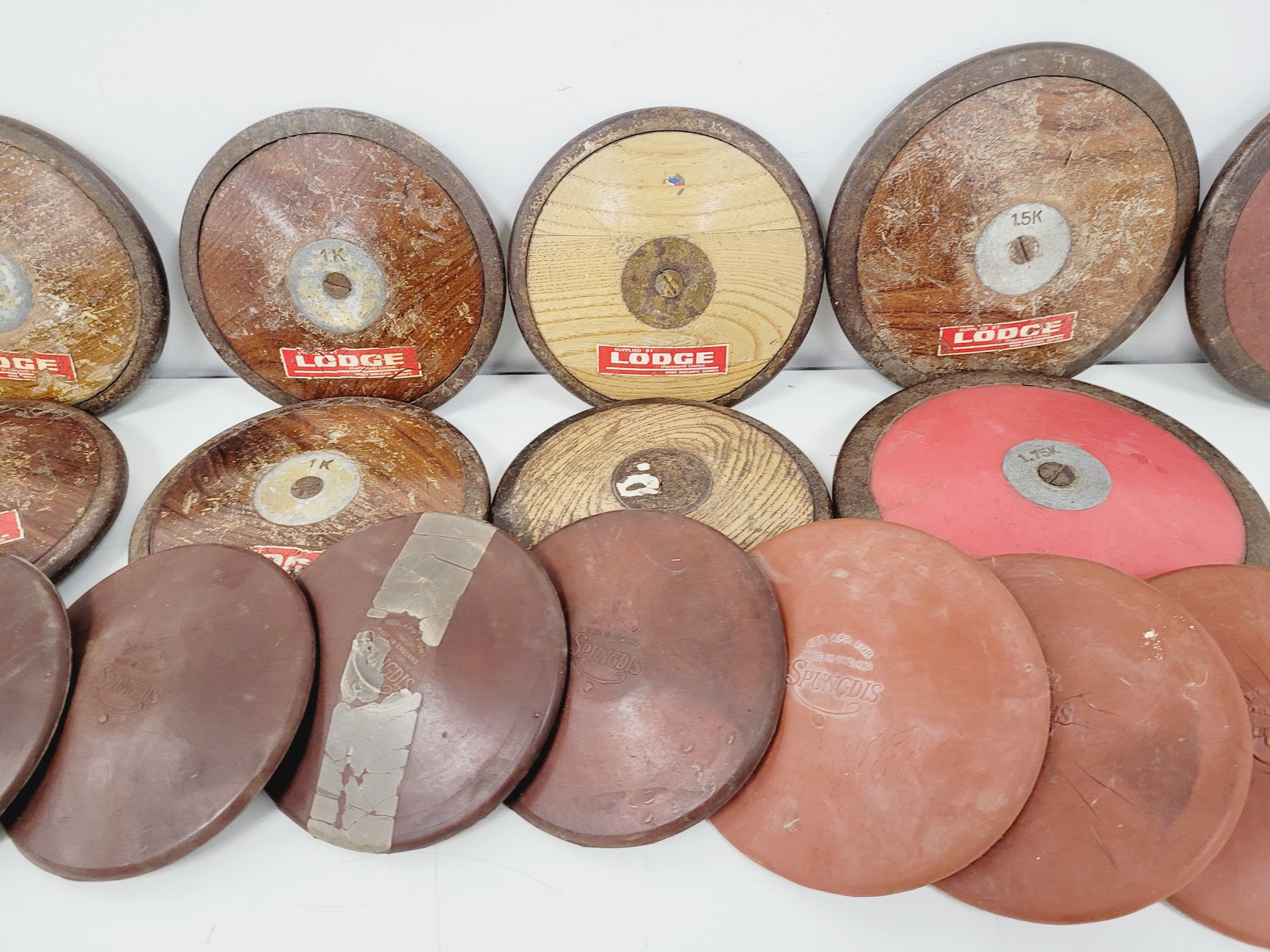 Image of Job Lot of Vintage Shot Put Balls and Discus Sports Athletics Equipment