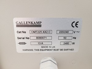 Thumbnail image of Gallenkamp/Sanyo OMT 225 Laboratory Oven Lab - Spares / Repairs