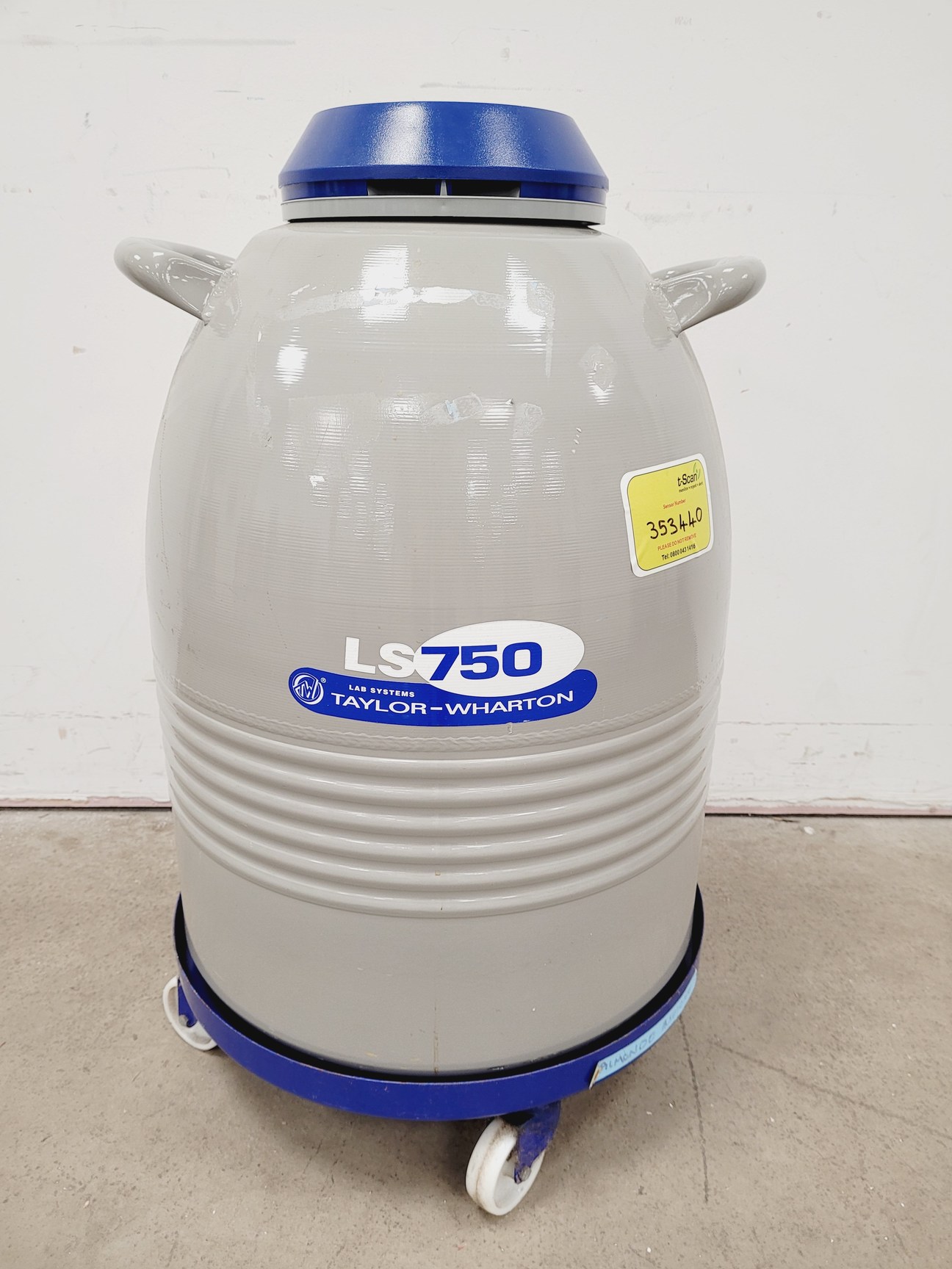 Image of Taylor Wharton LS750 35L Liquid Nitrogen Dewar w/ Storage Racks & Wheels Lab