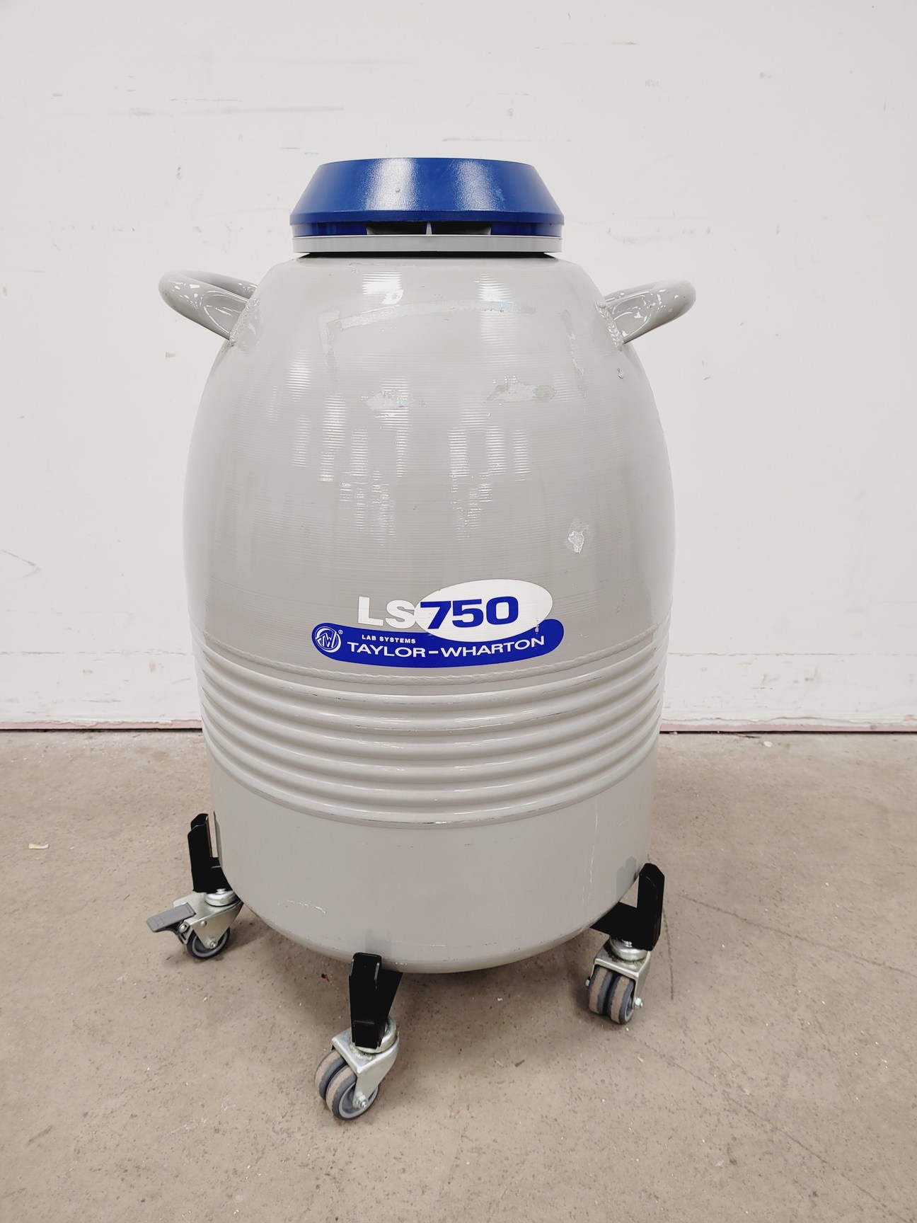 Image of Taylor Wharton LS750 35L Liquid Nitrogen Dewar w/ Trolley & Storage Racks Lab