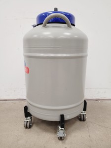 Thumbnail image of Statebourne Biorack Model 750 35L Liquid Nitrogen Dewar w/ Trolley & Racking Lab
