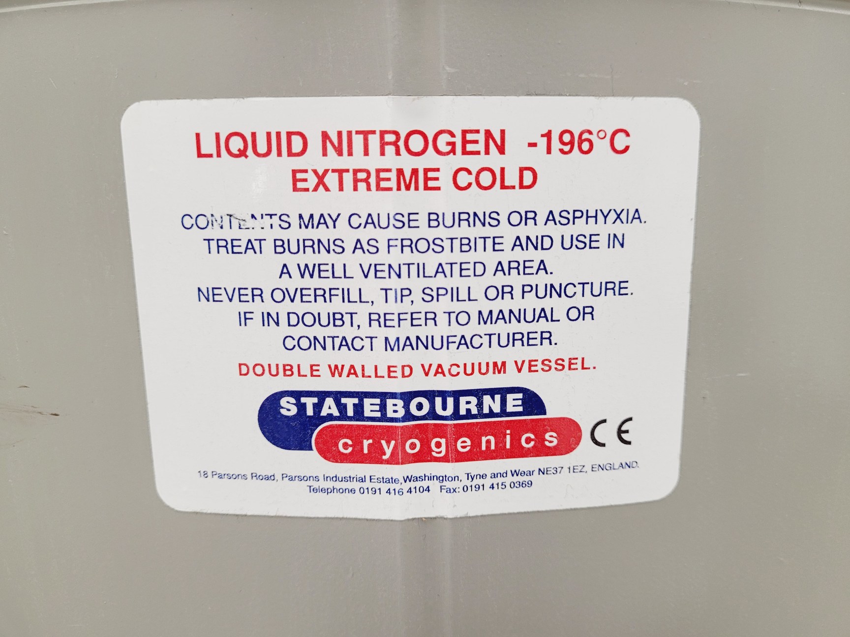 Image of Statebourne Biorack Model 750 35L Liquid Nitrogen Dewar w/ Trolley & Racking Lab