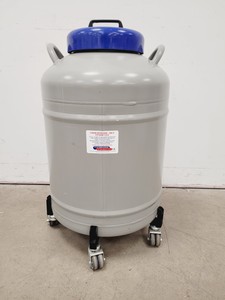Thumbnail image of Statebourne Biorack Model 750 35L Liquid Nitrogen Dewar w/ Trolley & Racking Lab