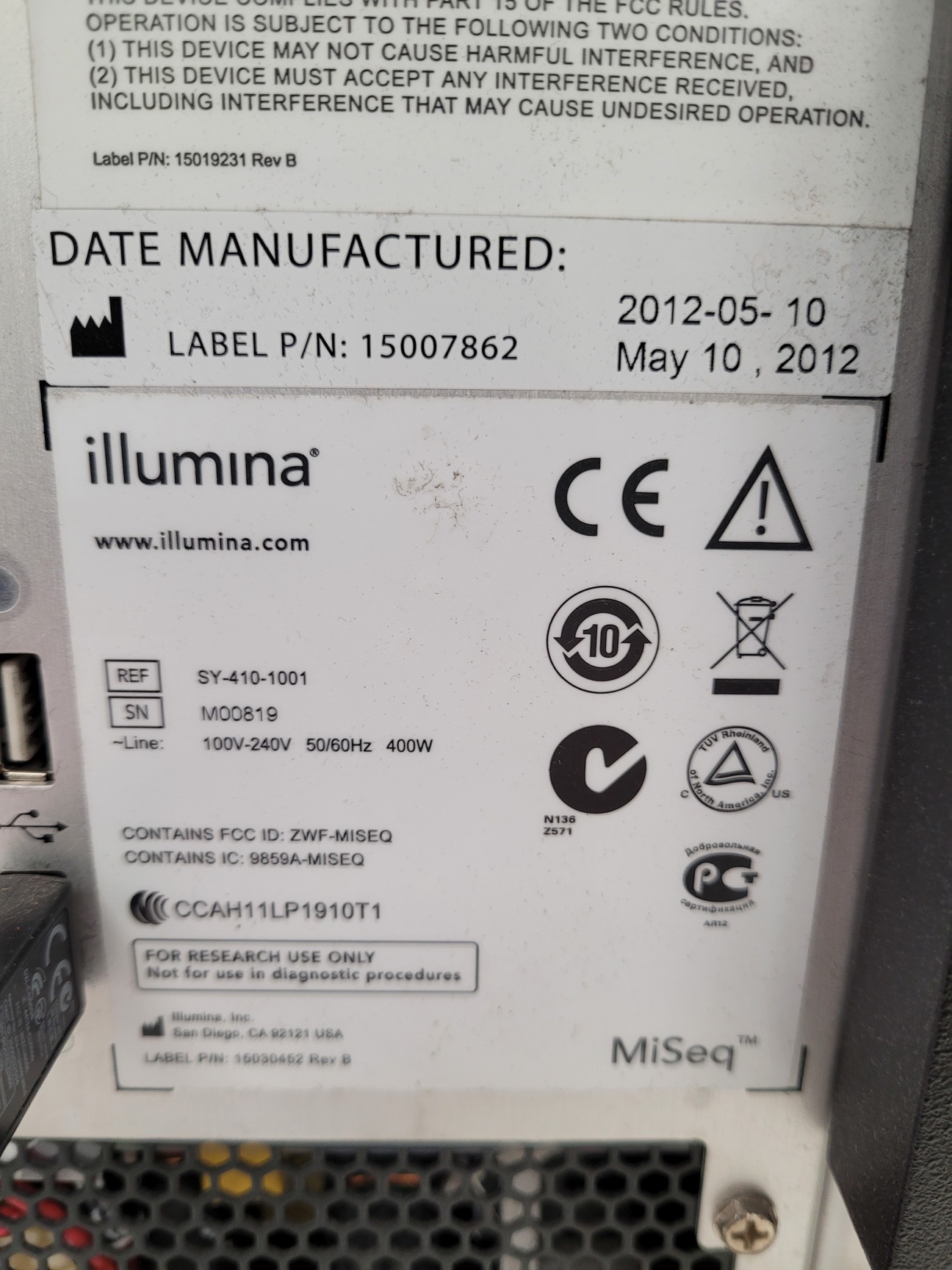 Illumina MiSeq Benchtop Gene Sequencing System Lab