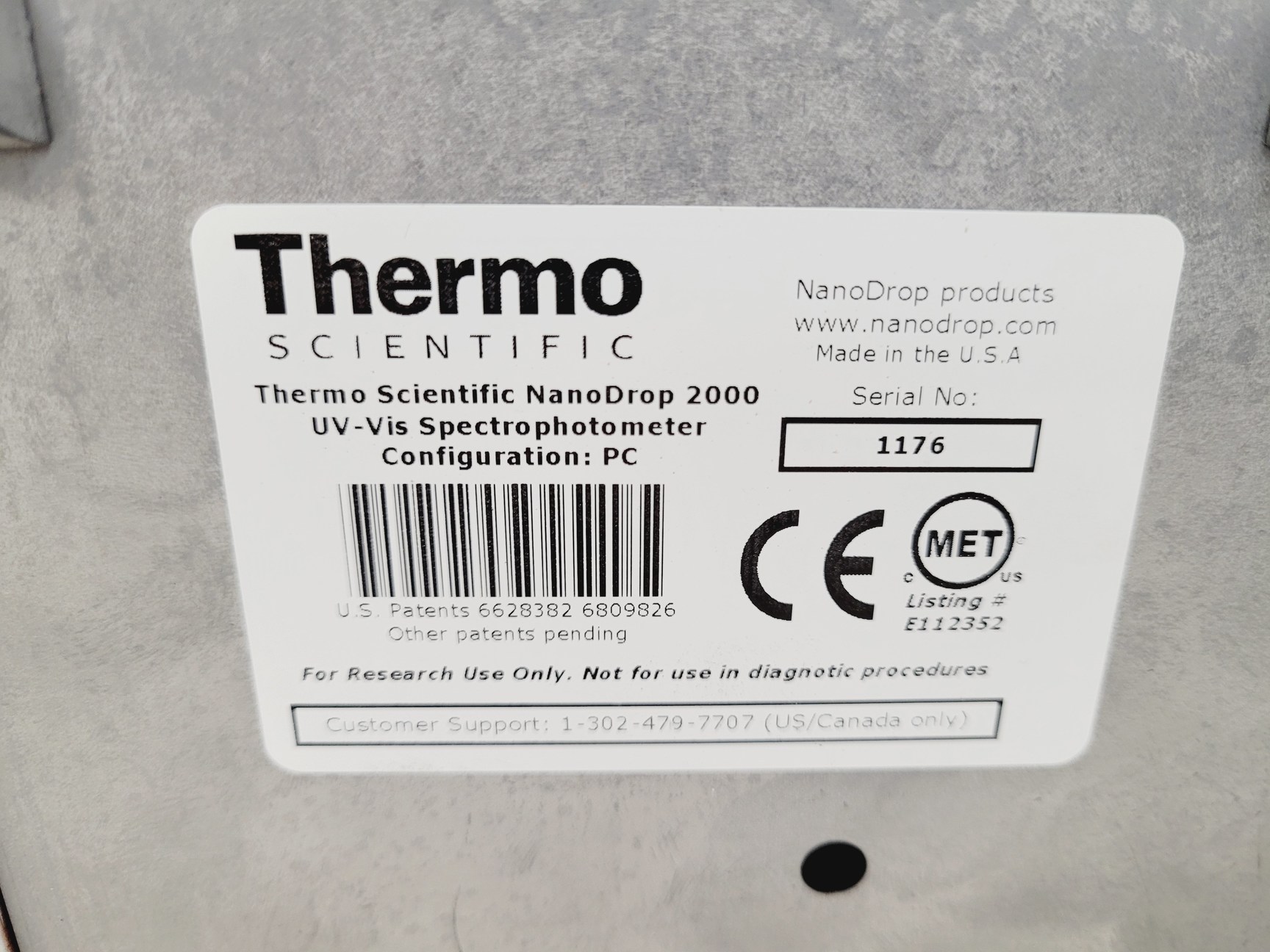 Image of Thermo Scientific NanoDrop 2000 Spectrophotometer Lab Spares/Repairs