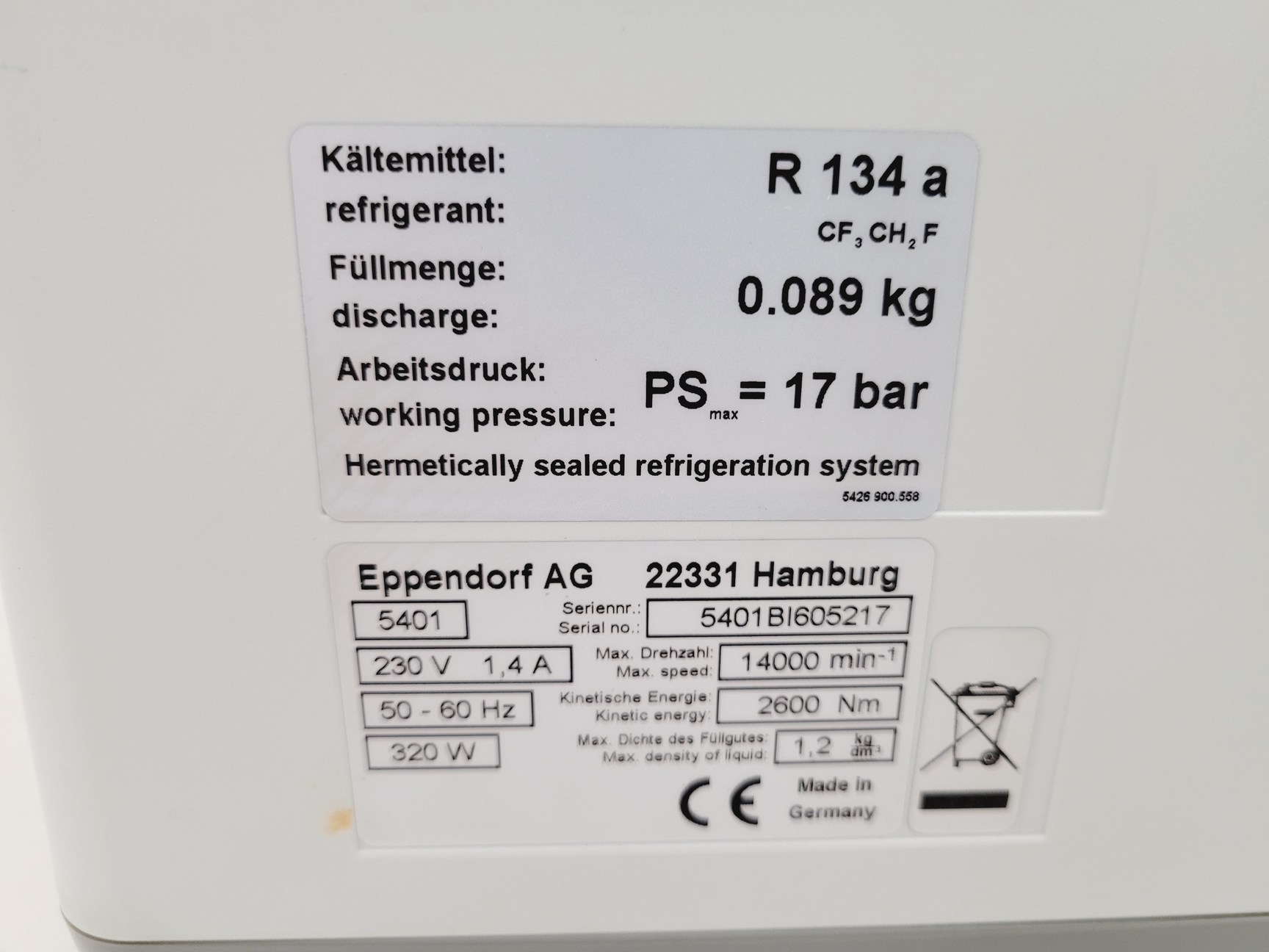 Image of Eppendorf 5418 Refrigerated Benchtop Laboratory Centrifuge Lab