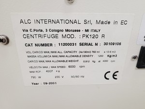Thumbnail image of ALC Refrigerated Centrifuge  Model - PK120R with T534 4300rpm Rotor Lab