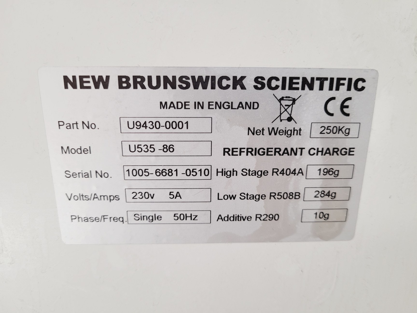 Image of New Brunswick Scientific U535 -86 Ultra Low Temperature Laboratory Freezer Lab