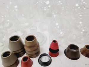 Thumbnail image of Large Lot of 28 Laboratory Round Bottom Flange Flasks - Quickfit, Schott, Lab