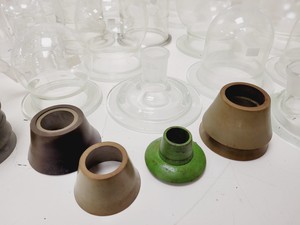Thumbnail image of Large Lot of 28 Laboratory Round Bottom Flange Flasks - Quickfit, Schott, Lab