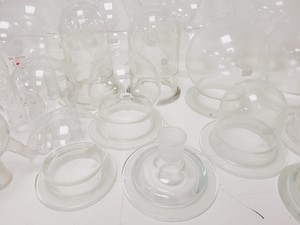 Thumbnail image of Large Lot of 28 Laboratory Round Bottom Flange Flasks - Quickfit, Schott, Lab