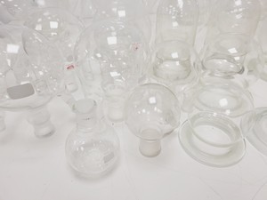 Thumbnail image of Large Lot of 28 Laboratory Round Bottom Flange Flasks - Quickfit, Schott, Lab