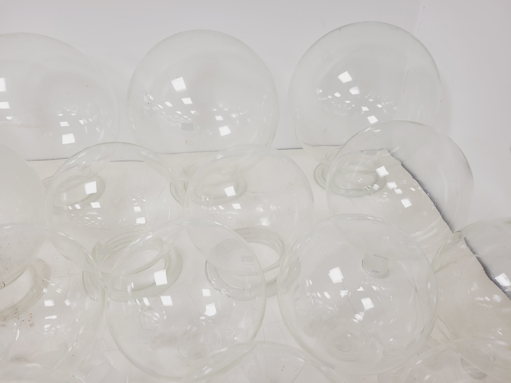 Image of Large Lot of 28 Laboratory Round Bottom Flange Flasks - Quickfit, Schott, Lab