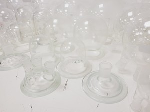 Thumbnail image of Large Lot of 28 Laboratory Round Bottom Flange Flasks - Quickfit, Schott, Lab