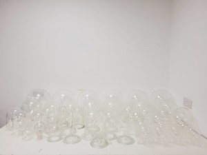 Thumbnail image of Large Lot of 28 Laboratory Round Bottom Flange Flasks - Quickfit, Schott, Lab