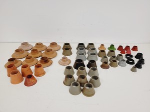 Thumbnail image of Large Lot of 28 Laboratory Round Bottom Flange Flasks - Quickfit, Schott, Lab