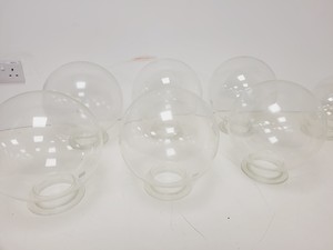 Thumbnail image of Large Lot of 28 Laboratory Round Bottom Flange Flasks - Quickfit, Schott, Lab