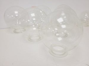Thumbnail image of Large Lot of 28 Laboratory Round Bottom Flange Flasks - Quickfit, Schott, Lab
