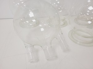 Thumbnail image of Large Lot of 28 Laboratory Round Bottom Flange Flasks - Quickfit, Schott, Lab