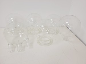 Thumbnail image of Large Lot of 28 Laboratory Round Bottom Flange Flasks - Quickfit, Schott, Lab